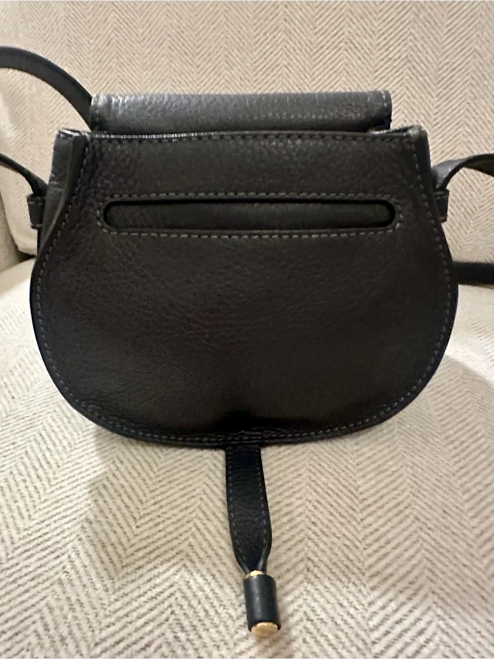 Chloé Midnight Navy Leather Small Marcie Saddle Crossbody with Gold Studs - Picture 6 of 10